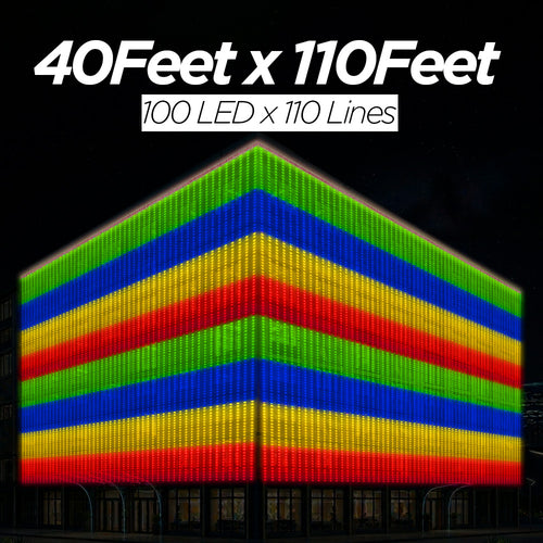 40 Feet × 110 Feet Pixel LED Toran & Building Lights – Wedding Decoration Setup