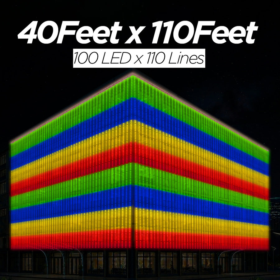 40 Feet × 110 Feet Pixel LED Toran & Building Lights – Wedding Decoration Setup