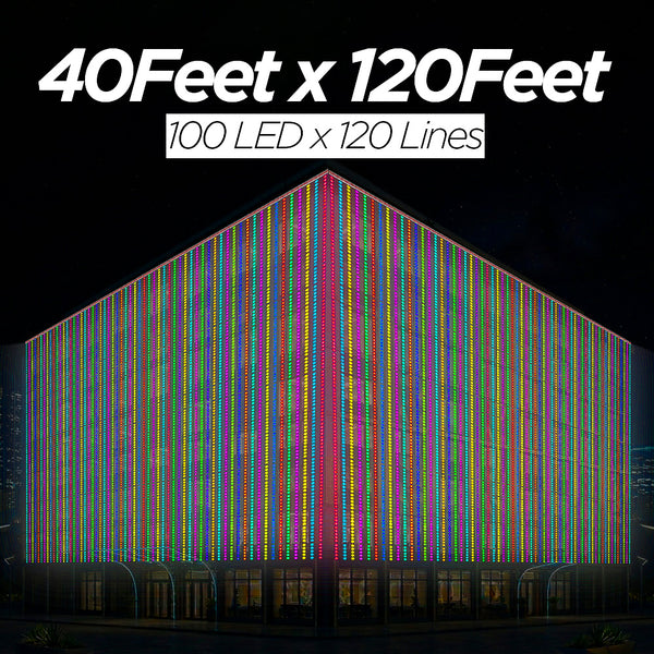 40 Feet × 120 Feet Pixel LED Toran & Building Lights – Wedding Decoration Setup