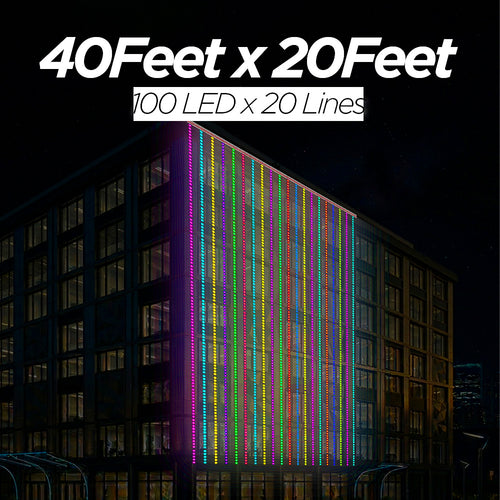 40 Feet × 20 Feet Pixel LED Toran & Building Lights – Wedding Decoration Setup
