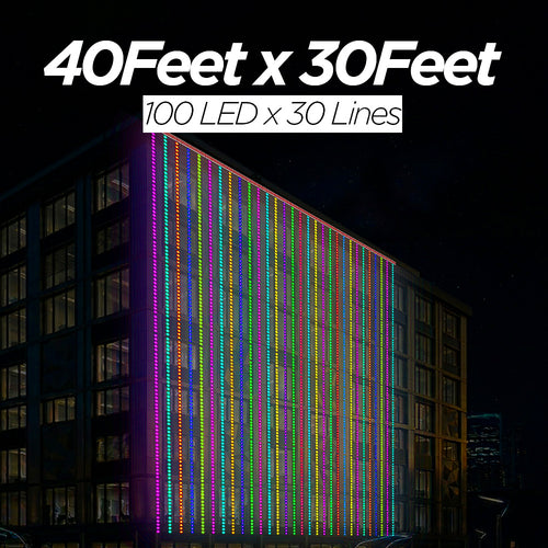 40 Feet × 30 Feet Pixel LED Toran & Building Lights – Wedding Decoration Setup
