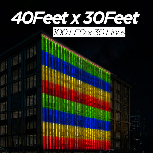 40 Feet × 30 Feet Pixel LED Toran & Building Lights – Wedding Decoration Setup