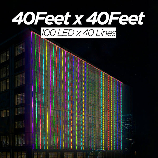 40 Feet × 40 Feet Pixel LED Toran & Building Lights – Wedding Decoration Setup