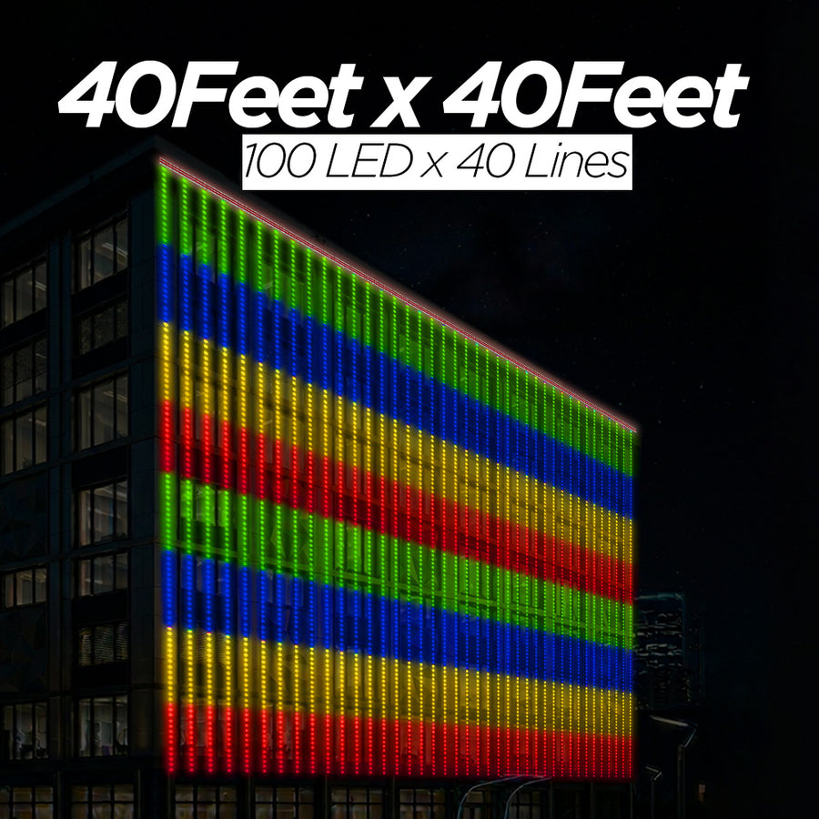 40 Feet × 40 Feet Pixel LED Toran & Building Lights – Wedding Decoration Setup