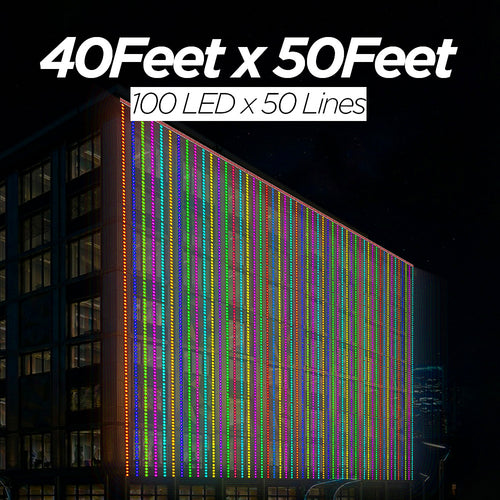 40 Feet × 50 Feet Pixel LED Toran & Building Lights – Wedding Decoration Setup
