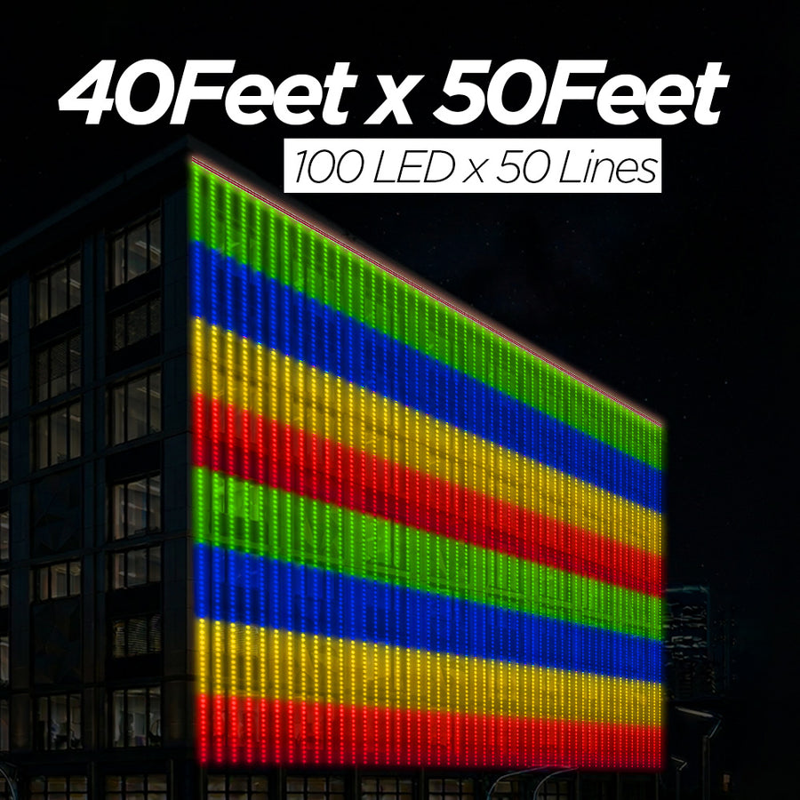 40 Feet × 50 Feet Pixel LED Toran & Building Lights – Wedding Decoration Setup