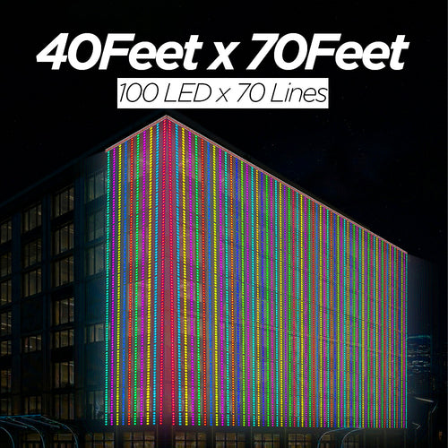 40 Feet × 70 Feet Pixel LED Toran & Building Lights – Wedding Decoration Setup