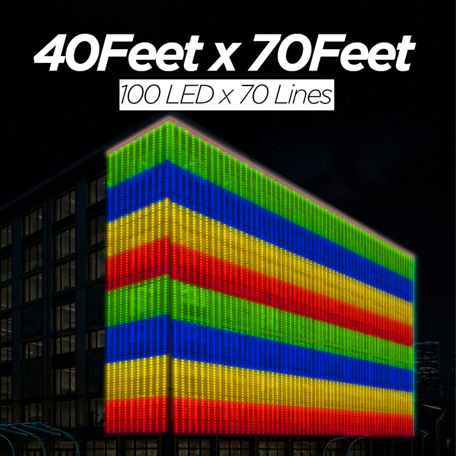 40 Feet × 70 Feet Pixel LED Toran & Building Lights – Wedding Decoration Setup