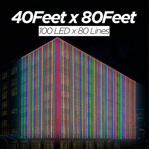 40 Feet × 80 Feet Pixel LED Toran & Building Lights – Wedding Decoration Setup