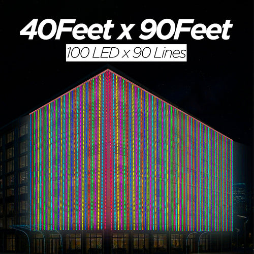 40 Feet × 90 Feet Pixel LED Toran & Building Lights – Wedding Decoration Setup