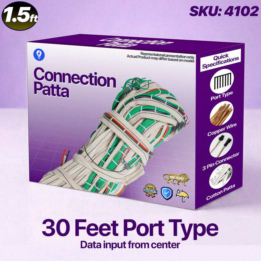 30 Feet Connection Patta for Pixel LED 18 Inch Gape (20 Port Type) with 2.5mm Copper