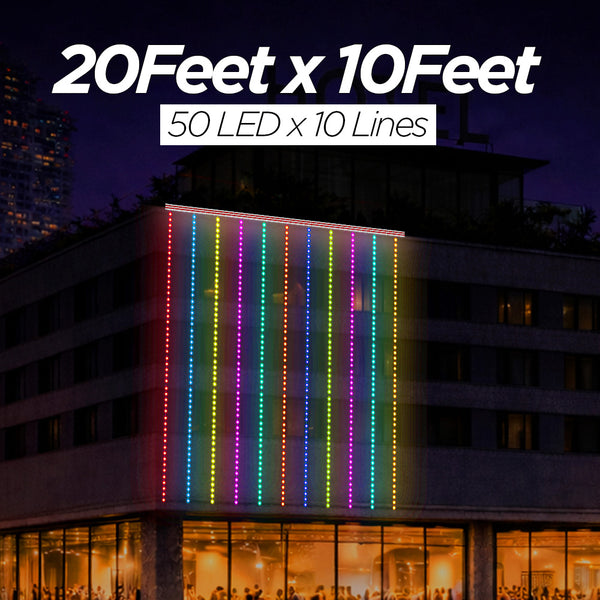 20 Feet × 10 Feet Pixel LED Toran & Building Lights – Wedding Decoration Setup