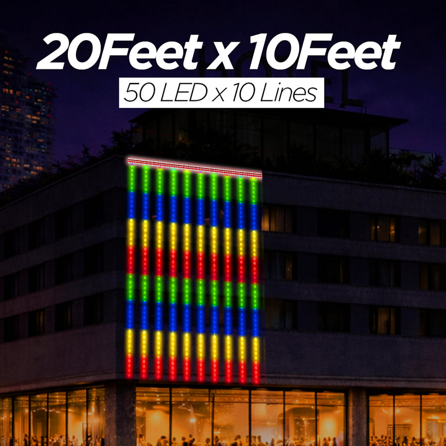 20 Feet × 10 Feet Pixel LED Toran & Building Lights – Wedding Decoration Setup