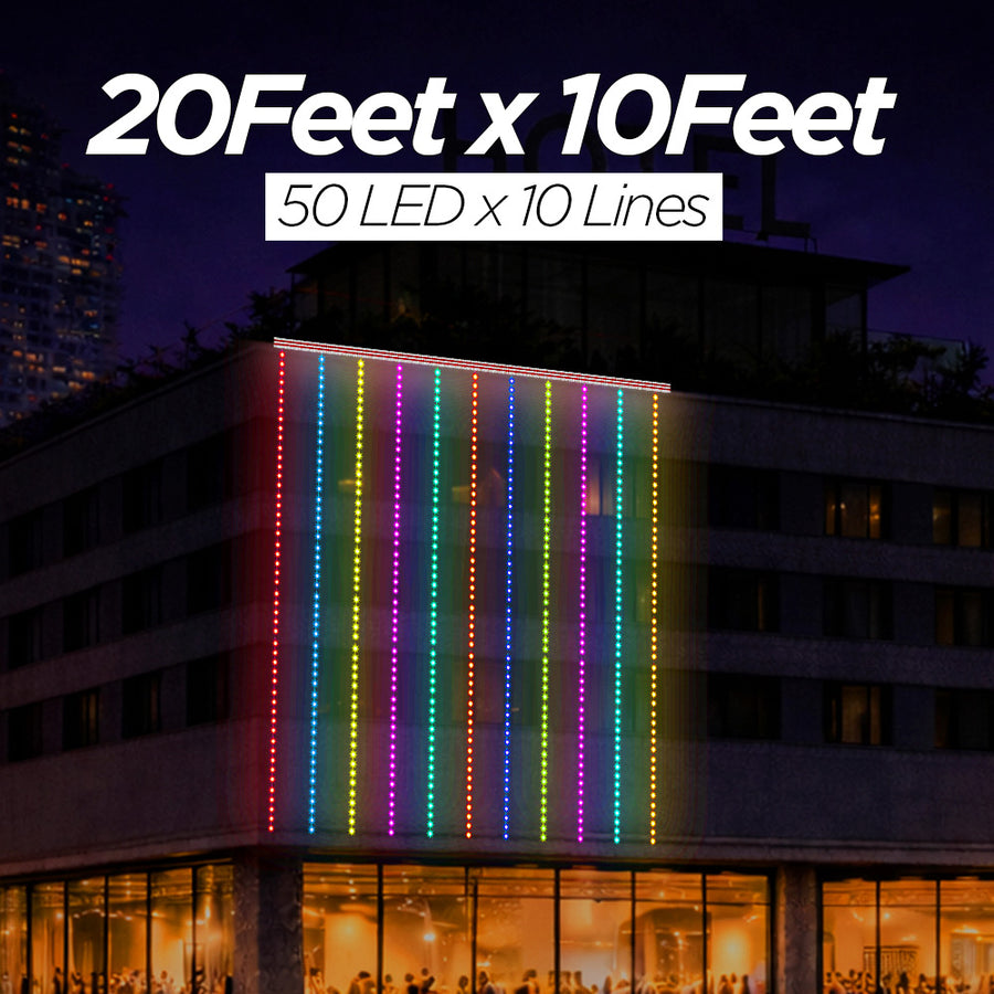 20 Feet × 10 Feet Pixel LED Toran & Building Lights – Wedding Decoration Setup