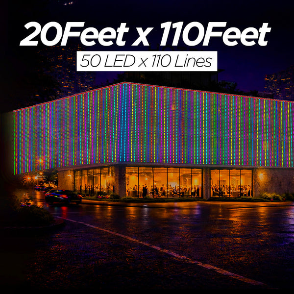 20 Feet × 110 Feet Pixel LED Toran & Building Lights – Wedding Decoration Setup