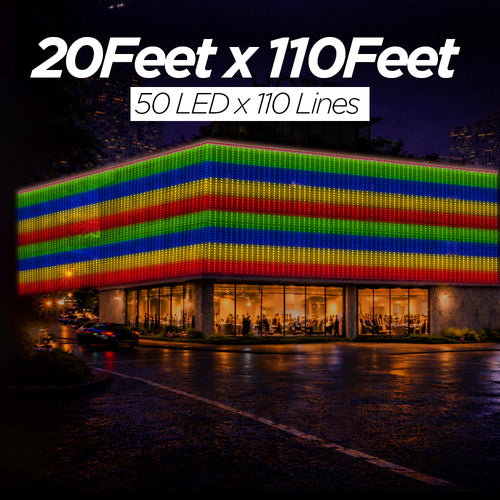 20 Feet × 110 Feet Pixel LED Toran & Building Lights – Wedding Decoration Setup