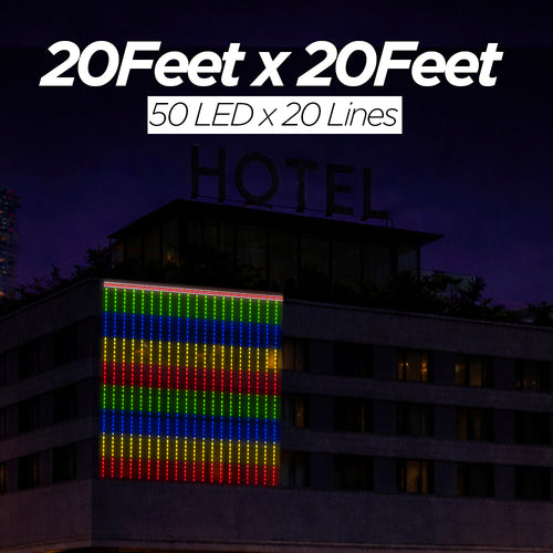 20 Feet × 20 Feet Pixel LED Toran & Building Lights – Wedding Decoration Setup