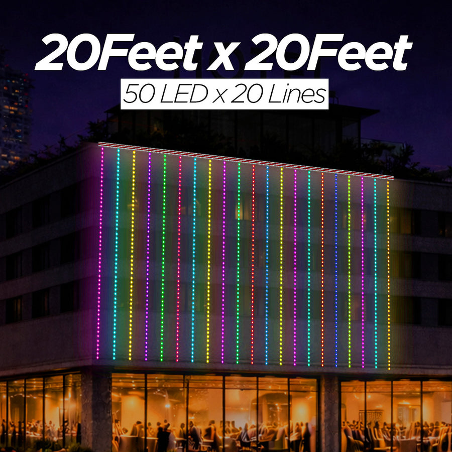 20 Feet × 20 Feet Pixel LED Toran & Building Lights – Wedding Decoration Setup