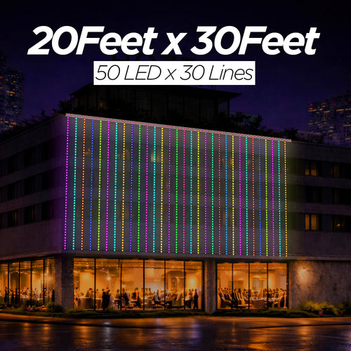20 Feet × 30 Feet Pixel LED Toran & Building Lights – Wedding Decoration Setup