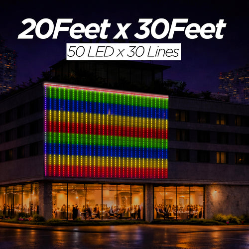20 Feet × 30 Feet Pixel LED Toran & Building Lights – Wedding Decoration Setup