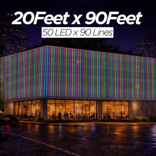 20 Feet × 90 Feet Pixel LED Toran & Building Lights – Wedding Decoration Setup
