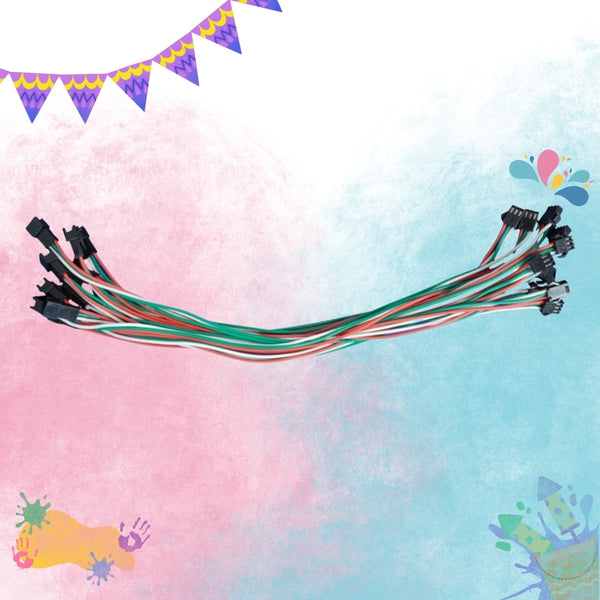 Copper Wire 3 Pin Long Connector - 12 Inch - (Pack of 10)