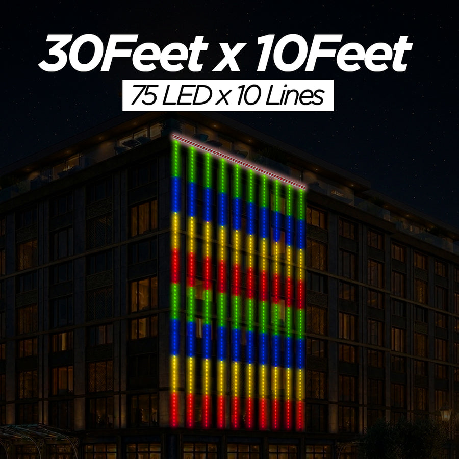 30 Feet × 10 Feet Pixel LED Toran & Building Lights – Wedding Decoration Setup