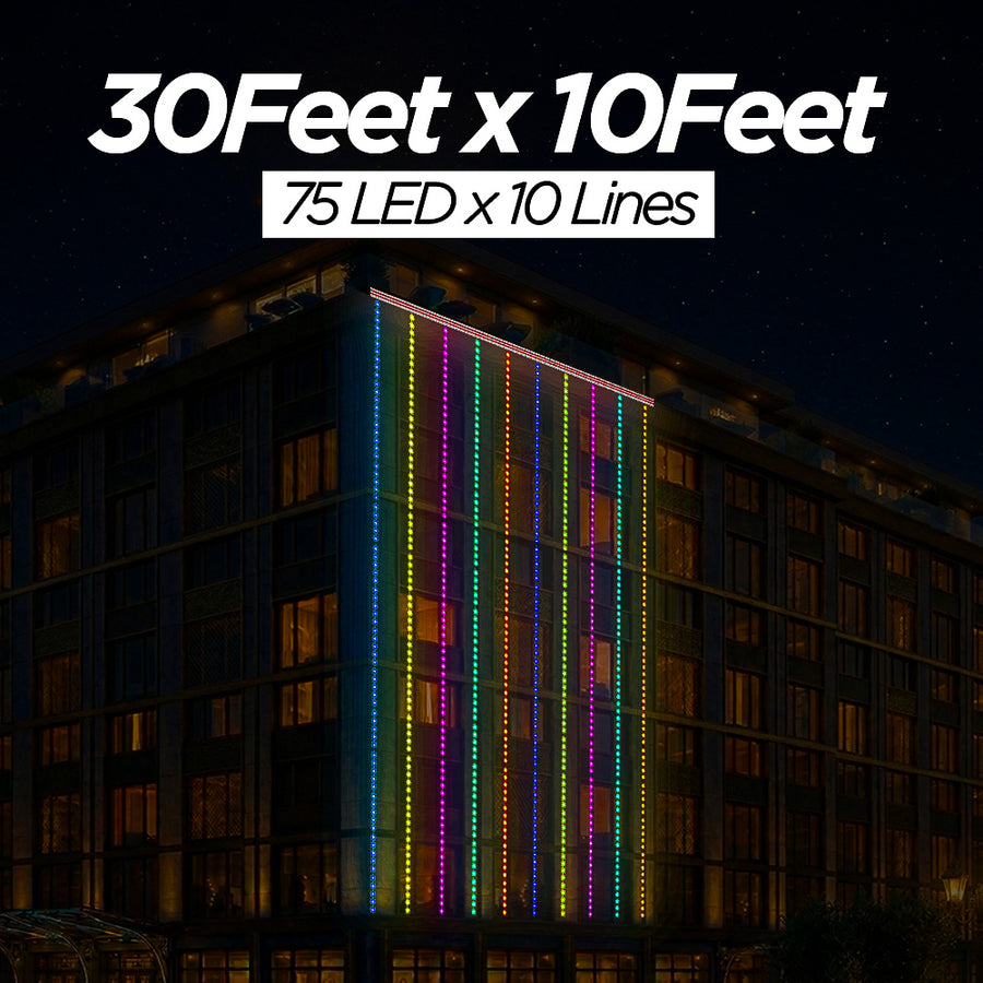 30 Feet × 10 Feet Pixel LED Toran & Building Lights – Wedding Decoration Setup