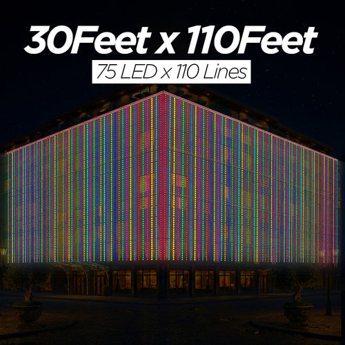 30 Feet × 110 Feet Pixel LED Toran & Building Lights – Wedding Decoration Setup