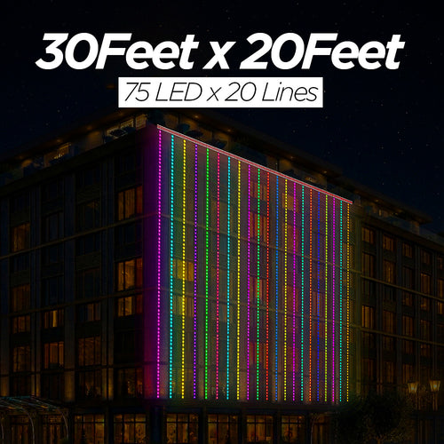 30 Feet × 20 Feet Pixel LED Toran & Building Lights – Wedding Decoration Setup
