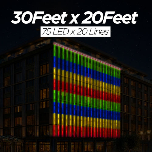 30 Feet × 20 Feet Pixel LED Toran & Building Lights – Wedding Decoration Setup