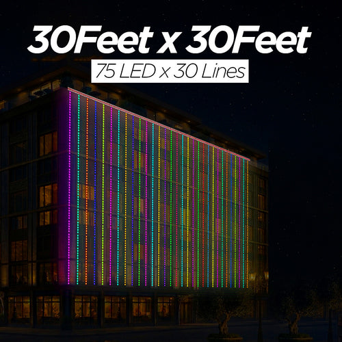 30 Feet × 30 Feet Pixel LED Toran & Building Lights – Wedding Decoration Setup