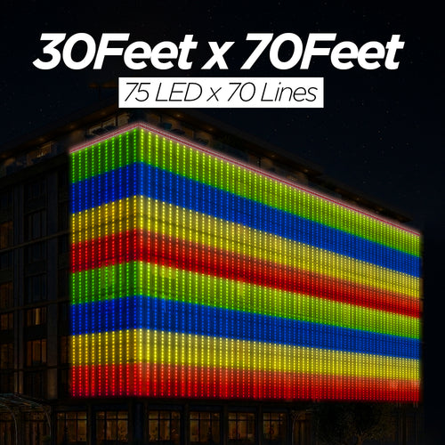 30 Feet × 70 Feet Pixel LED Toran & Building Lights – Wedding Decoration Setup
