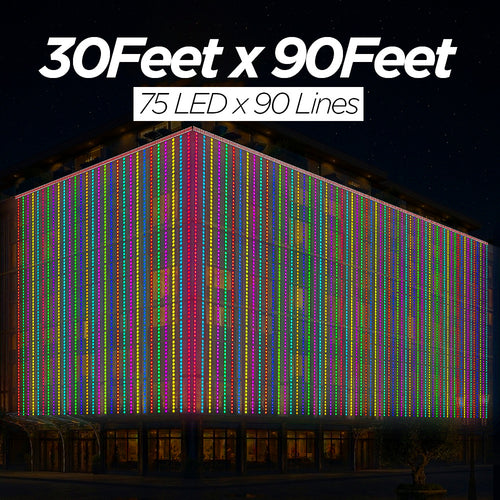30 Feet × 90 Feet Pixel LED Toran & Building Lights – Wedding Decoration Setup