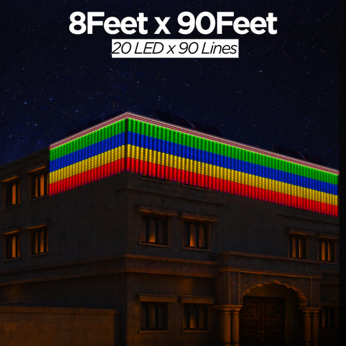 8 Feet × 90 Feet Pixel LED Toran & Building Lights – Wedding Decoration Setup