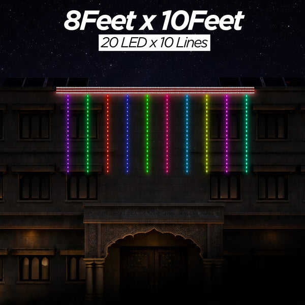 8 Feet × 10 Feet Pixel LED Toran & Building Lights – Wedding Decoration Setup