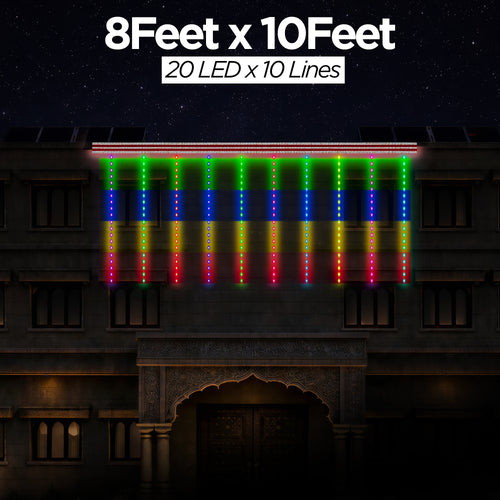 8 Feet × 10 Feet Pixel LED Toran & Building Lights – Wedding Decoration Setup