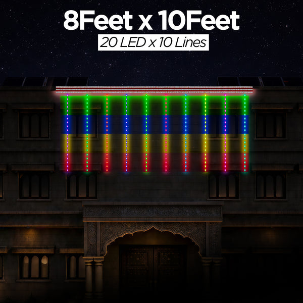 8 Feet × 10 Feet Pixel LED Toran & Building Lights – Wedding Decoration Setup