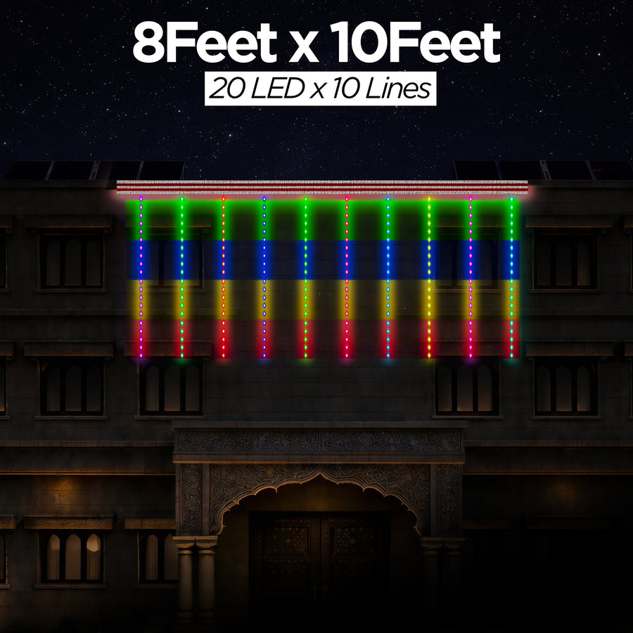 8 Feet × 10 Feet Pixel LED Toran & Building Lights – Wedding Decoration Setup