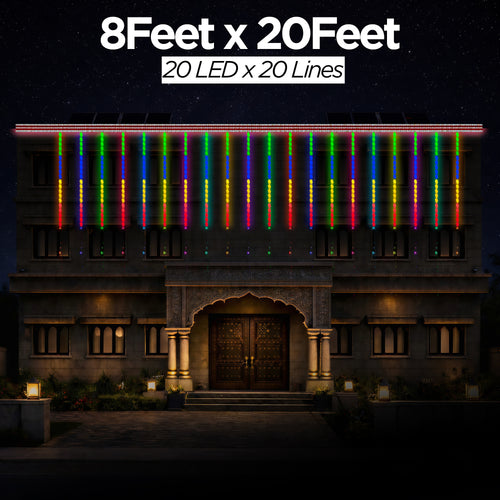 8 Feet × 20 Feet Pixel LED Toran & Building Lights – Wedding Decoration Setup
