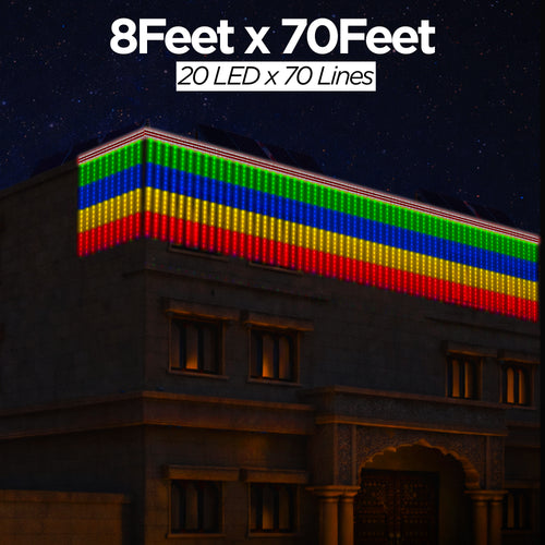 8 Feet × 70 Feet Pixel LED Toran & Building Lights – Wedding Decoration Setup
