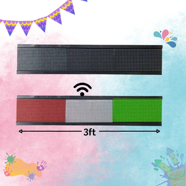 8inch x 3ft Multi Color Scrolling LED Display Board with WiFi Controller, Metal Body, 16x96 LEDs