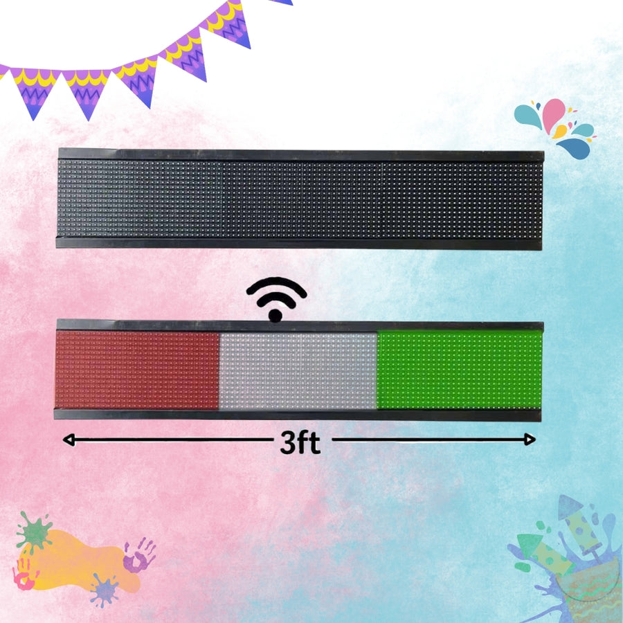 8inch x 3ft Multi Color Scrolling LED Display Board with WiFi Controller, Metal Body, 16x96 LEDs