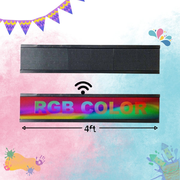 8inch x 4ft RGB Scrolling LED Display Board with WiFi Controller, Metal Body, 16x128 LEDs, 7 Colors