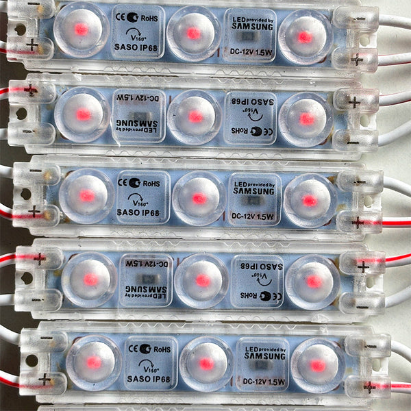 Red 12V 3-LED Module - 100% Waterproof Direct Light ( Pack Of 10 )