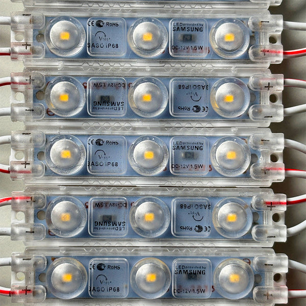 Warm White 12V 3-LED Module - 100% Waterproof Direct Light ( Pack Of 10 )
