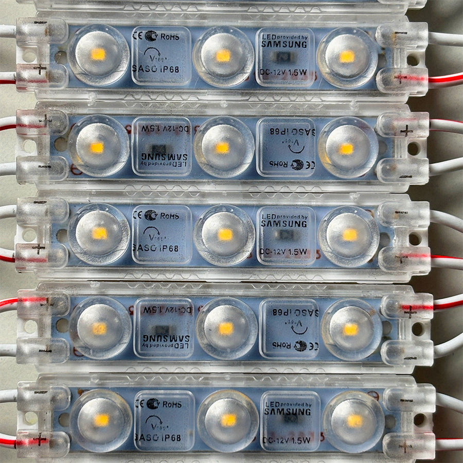 Warm White 12V 3-LED Module - 100% Waterproof Direct Light ( Pack Of 10 )