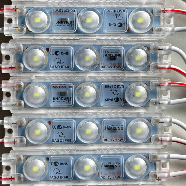White 12V 3-LED Module - 100% Waterproof Direct Light ( Pack Of 10 )