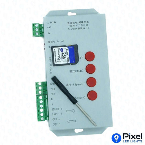 T1000S LED Controller with 256MB SD Card - Supports WS2811 Pixel, 5V Data, 2048 LEDs, S/Z/Parallel Connections