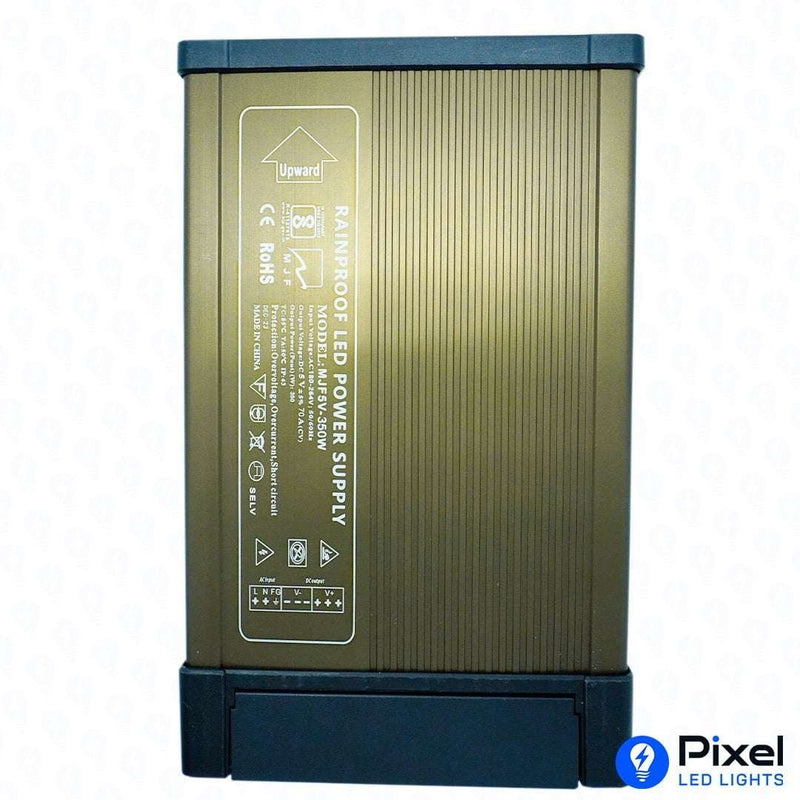 5V 70A Pixel LED Power Supply for 1000 LEDs (Rainproof Metal Body) - Max 350W Output (Generic) - SKU 3007